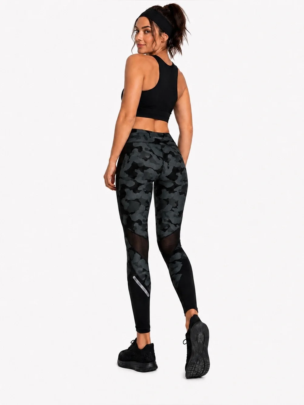 Calvin Klein High-Rise Camo Wick Performance Leggings Black Olive Size S